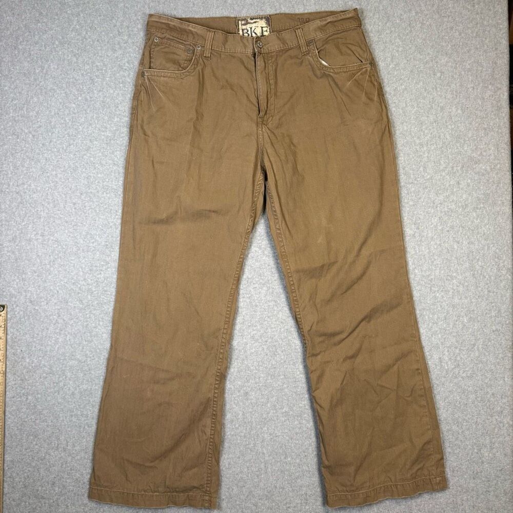 BKE Men's Size 38R 100% Cotton Brown Relaxed Straight Leg Fit Ankle Pants